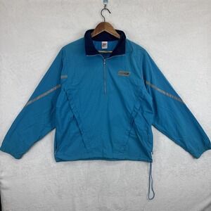 Vintage Nike Jacket Mens Medium Blue Half Zip Windbreaker Reflective 90s